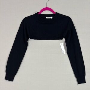 Steele Cropped Bolero Shrug Sweater Black Long Sleeve Layer Top NWT S